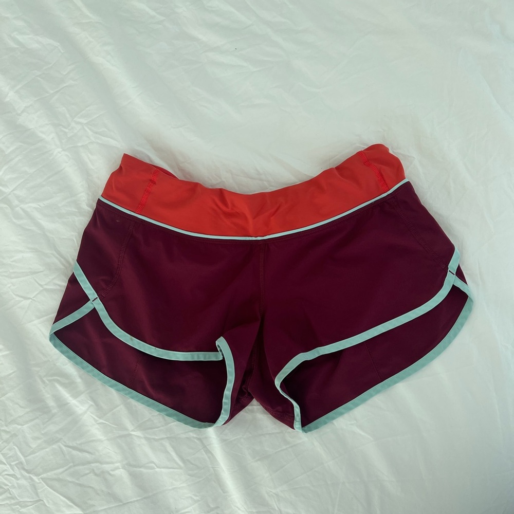 Women's Burgundy and Orange Athletic Shorts